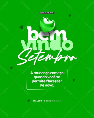 Social Media Bem Vindo Setembro Verde Bandeira