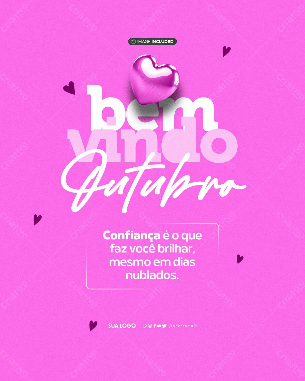 Post para Boas Vindas Outubro PSD Editável