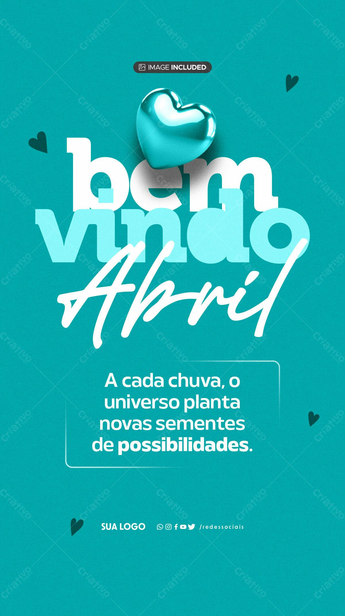 Flyer Boas Vindas Abril PSD Editável