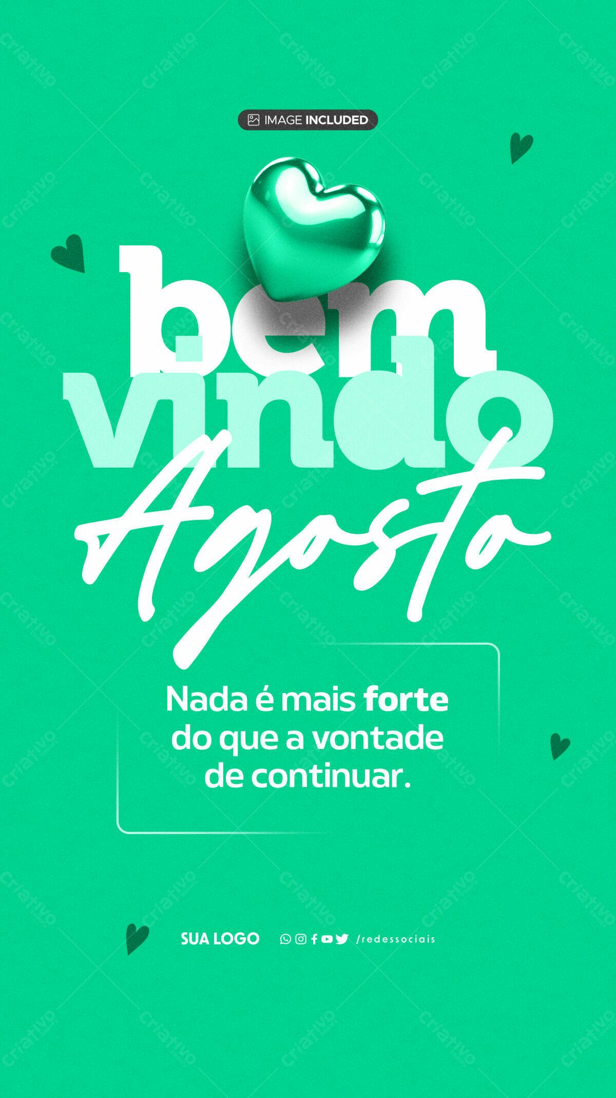 Flyer Boas Vindas Agosto PSD Editável