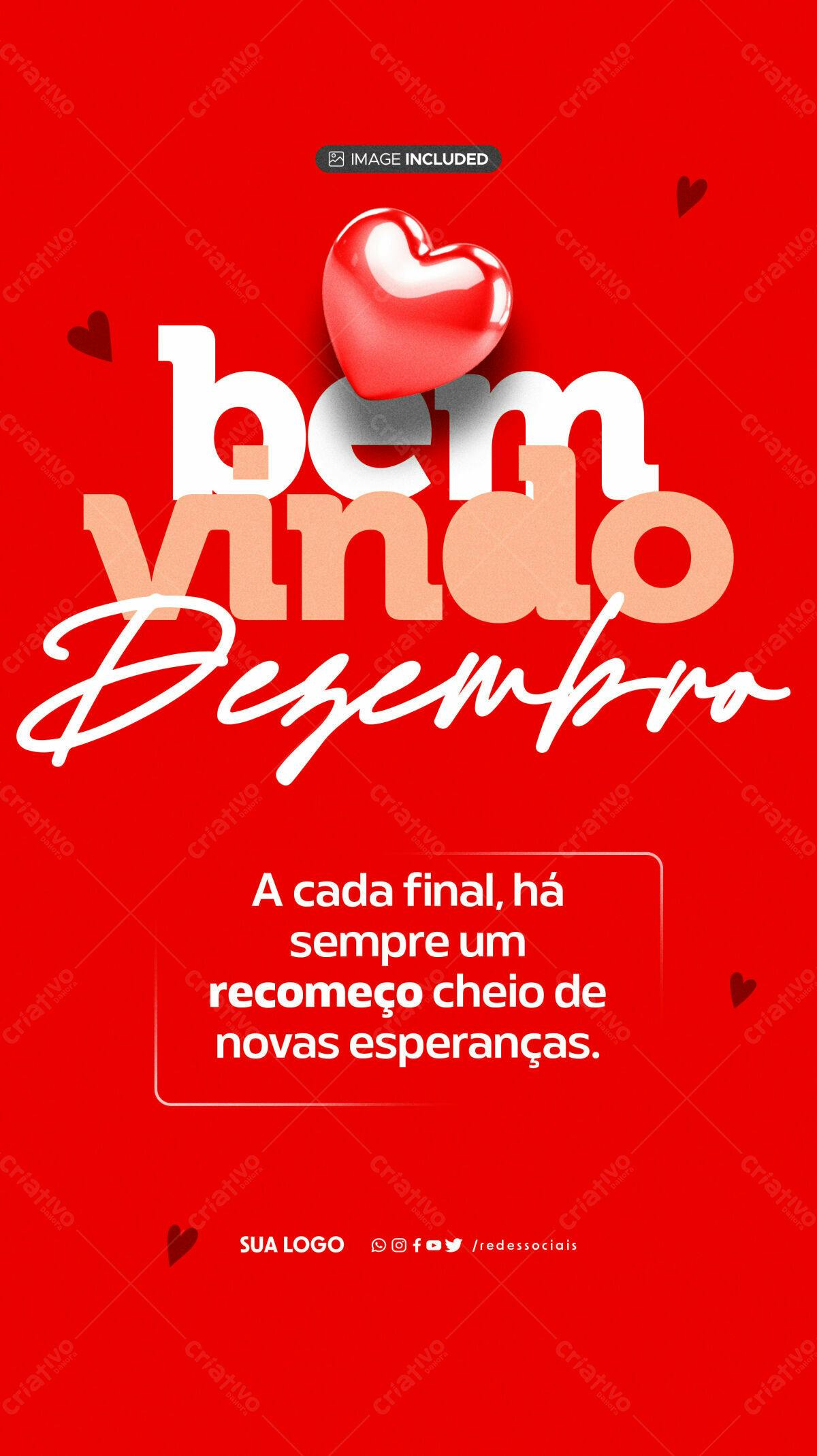 Postagem Boas Vindas Dezembro PSD Editável