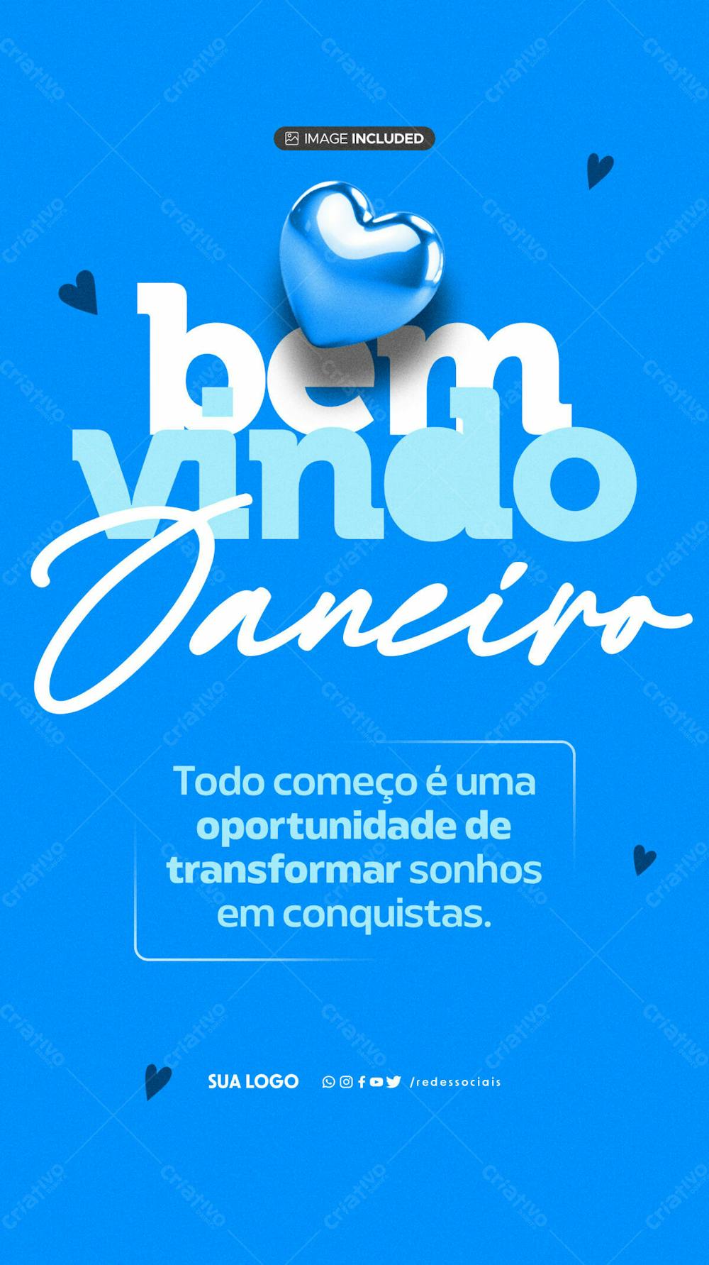 Story Bem Vindo Janeiro Azul