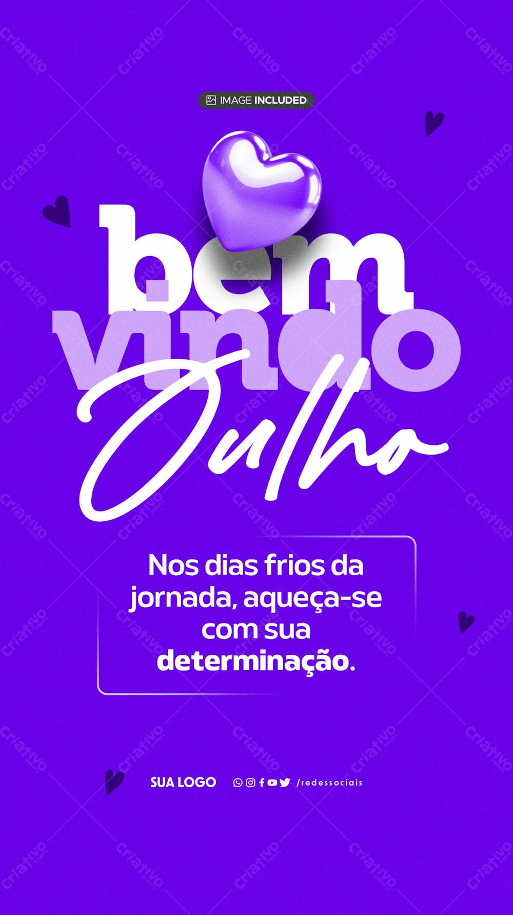 Story Bem Vindo Julho Roxo