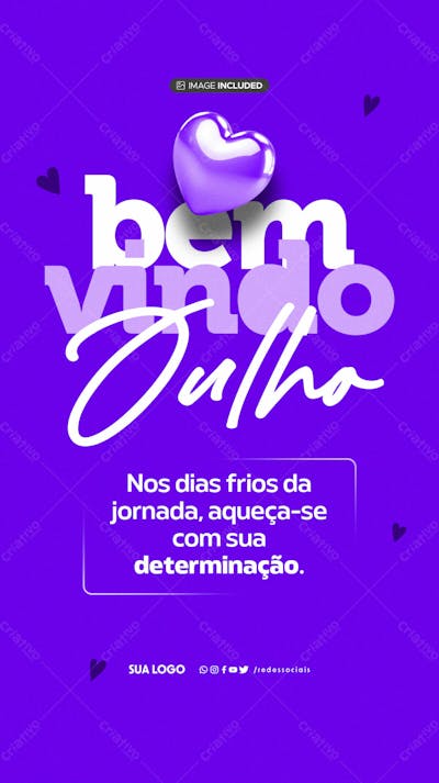 Story Bem Vindo Julho Roxo