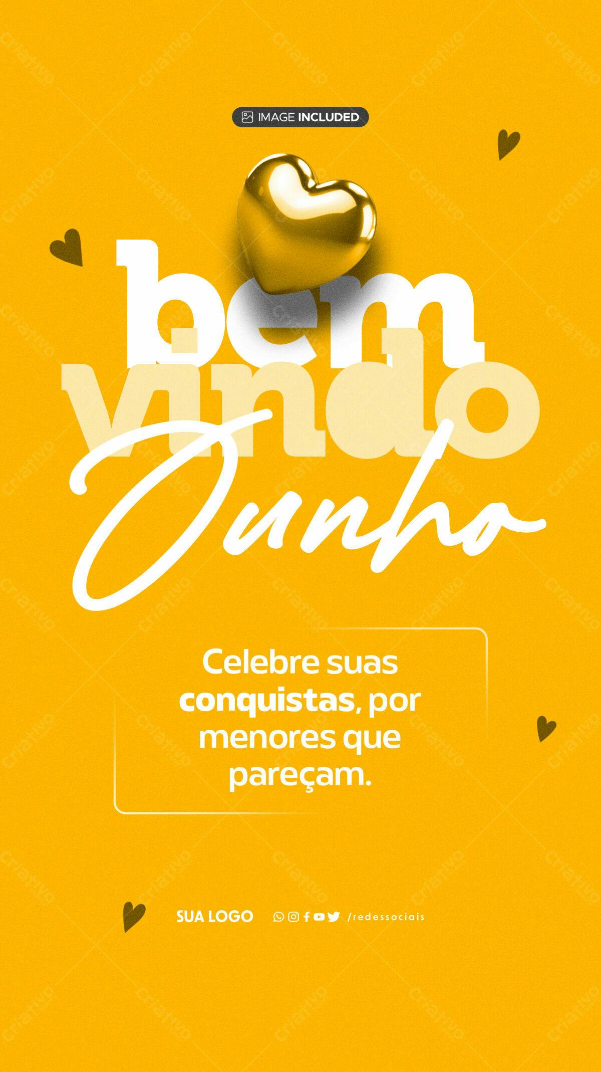 Post para Boas Vindas Junho PSD Editável