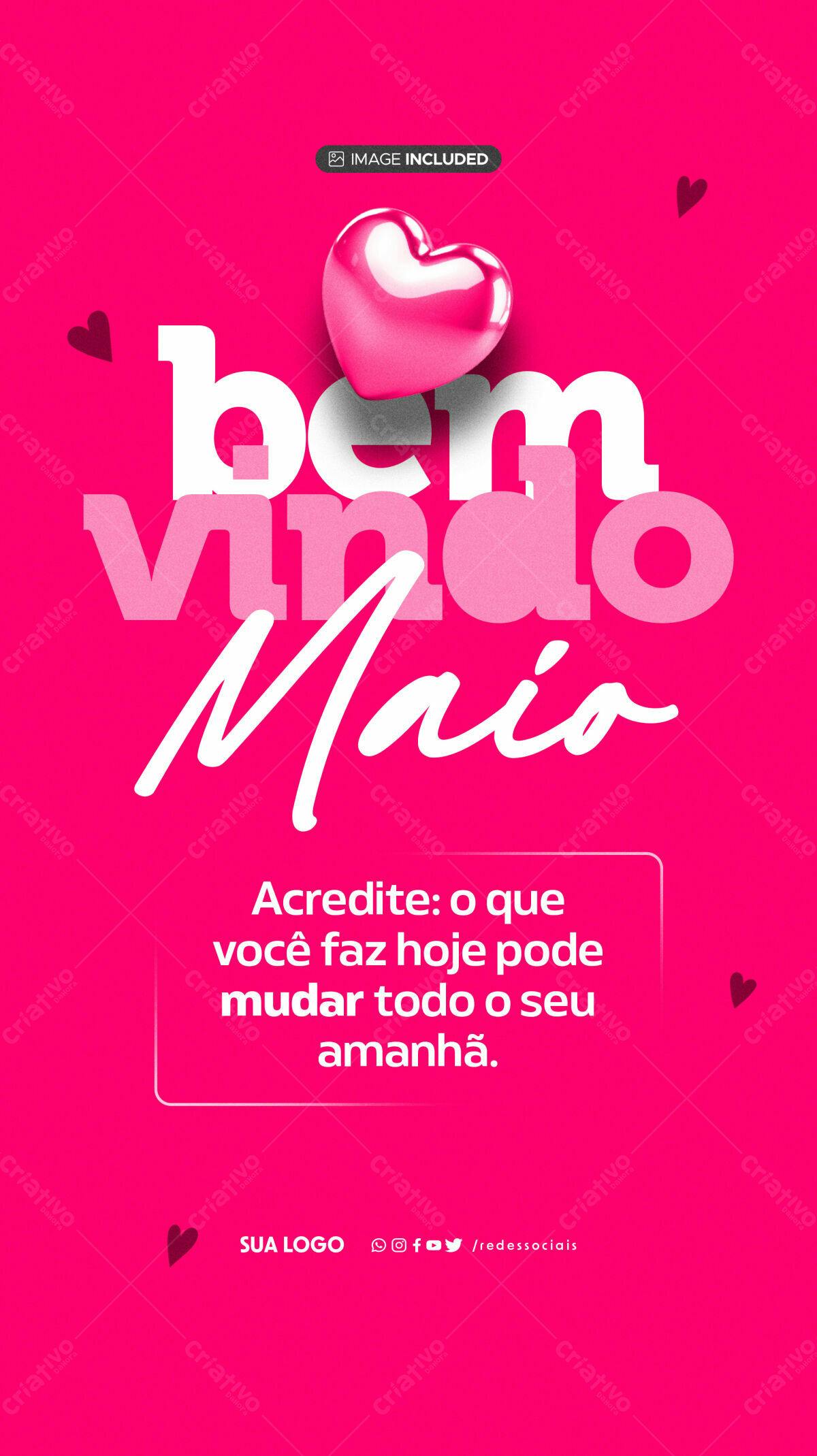 Postagem Boas Vindas Maio PSD Editável
