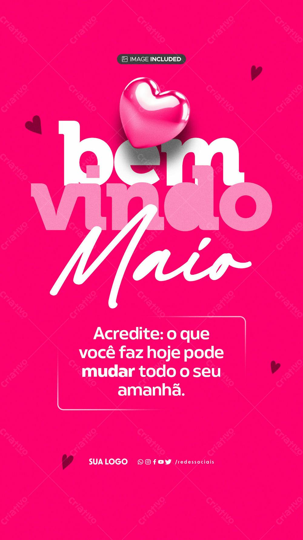 Story Bem Vindo Maio Rosa