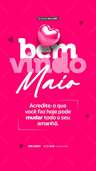 Story Bem Vindo Maio Rosa