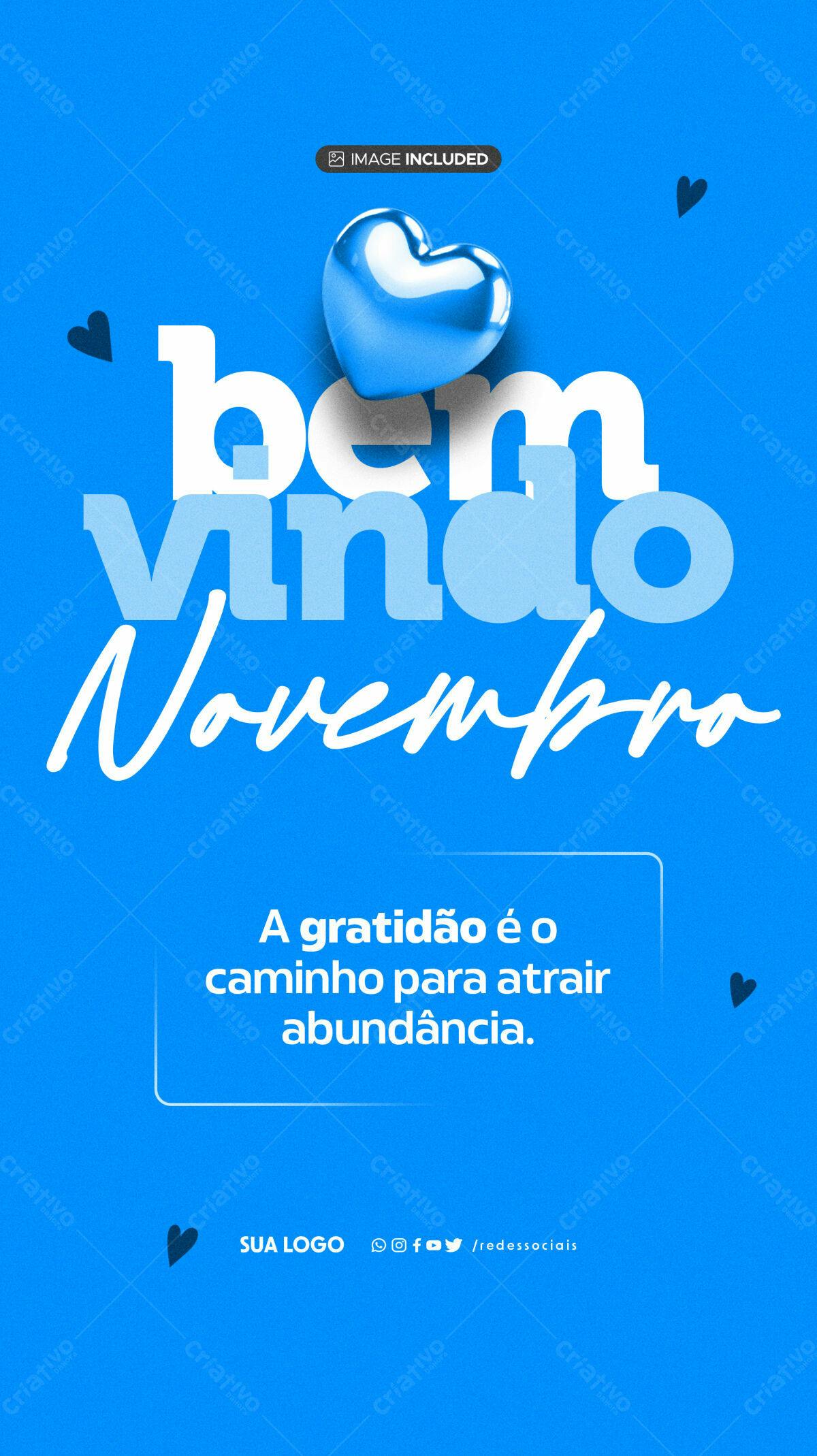 Flyer Boas Vindas Novembro PSD Editável