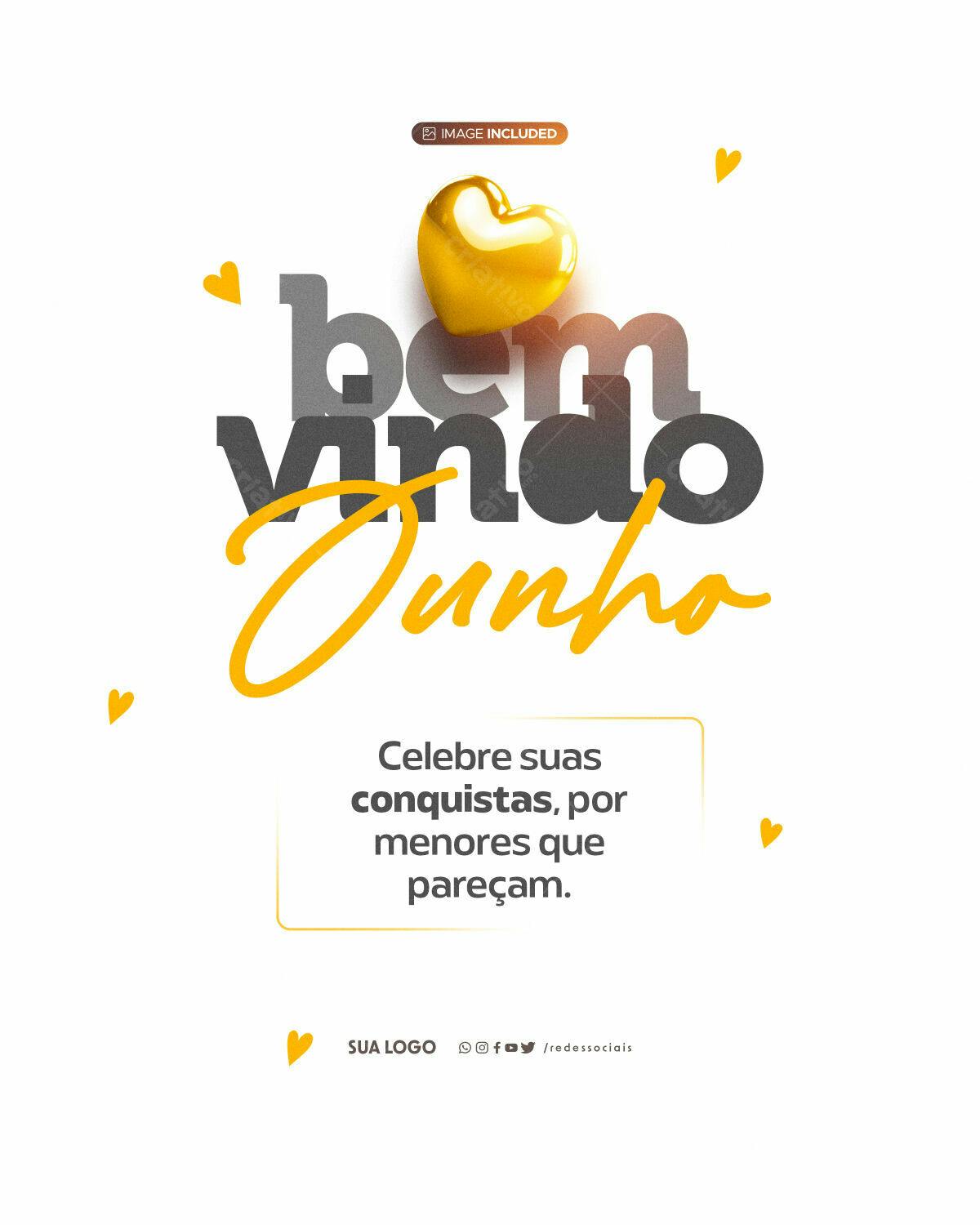 Post para Boas Vindas Junho PSD Editável