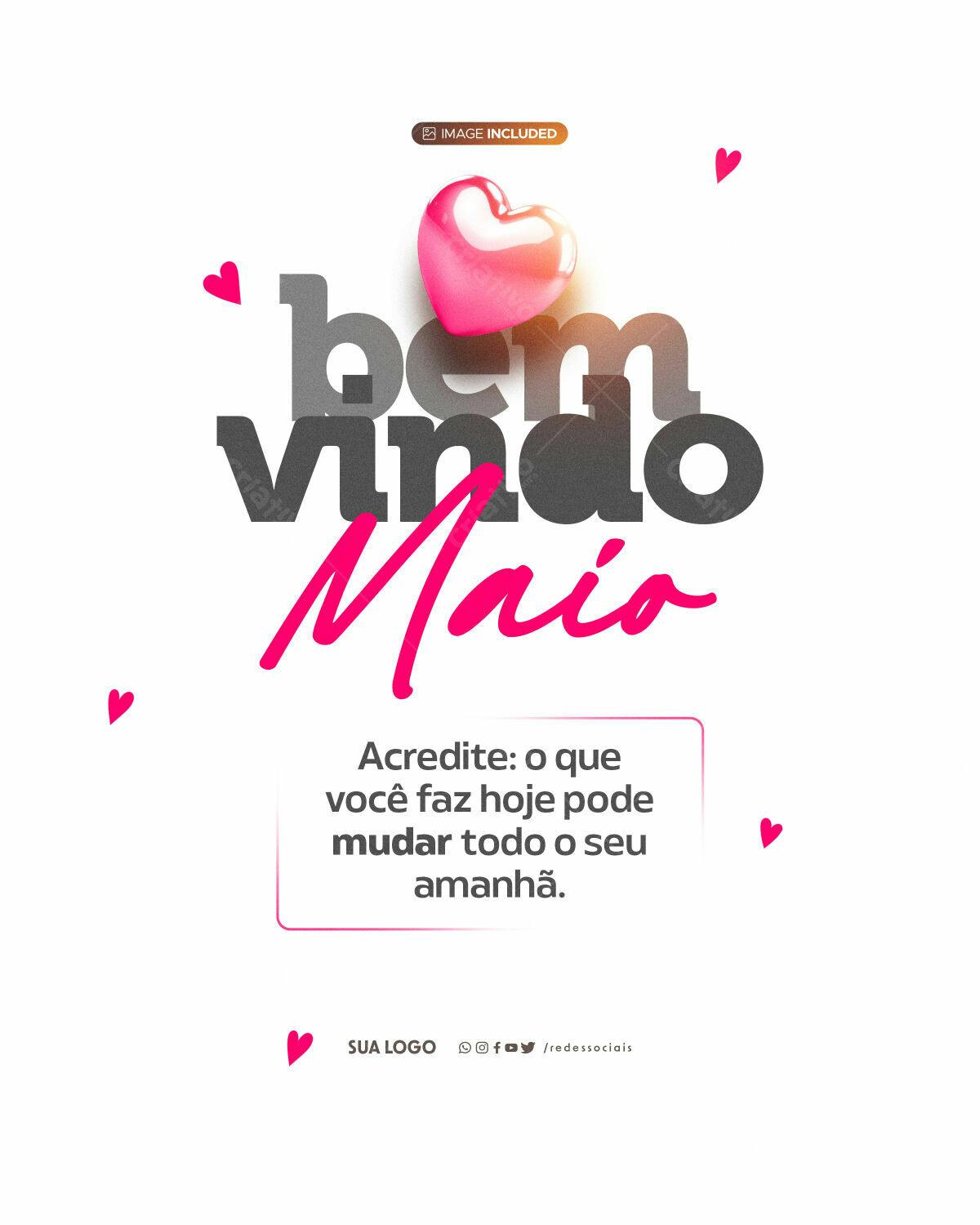 Postagem Boas Vindas Maio PSD Editável