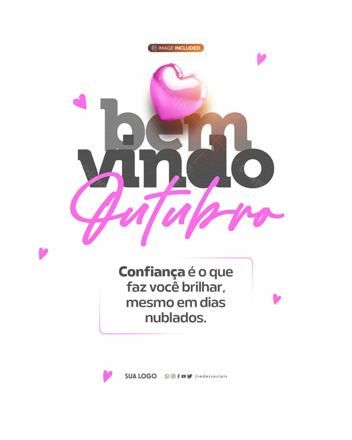 Post para Boas Vindas Outubro PSD Editável