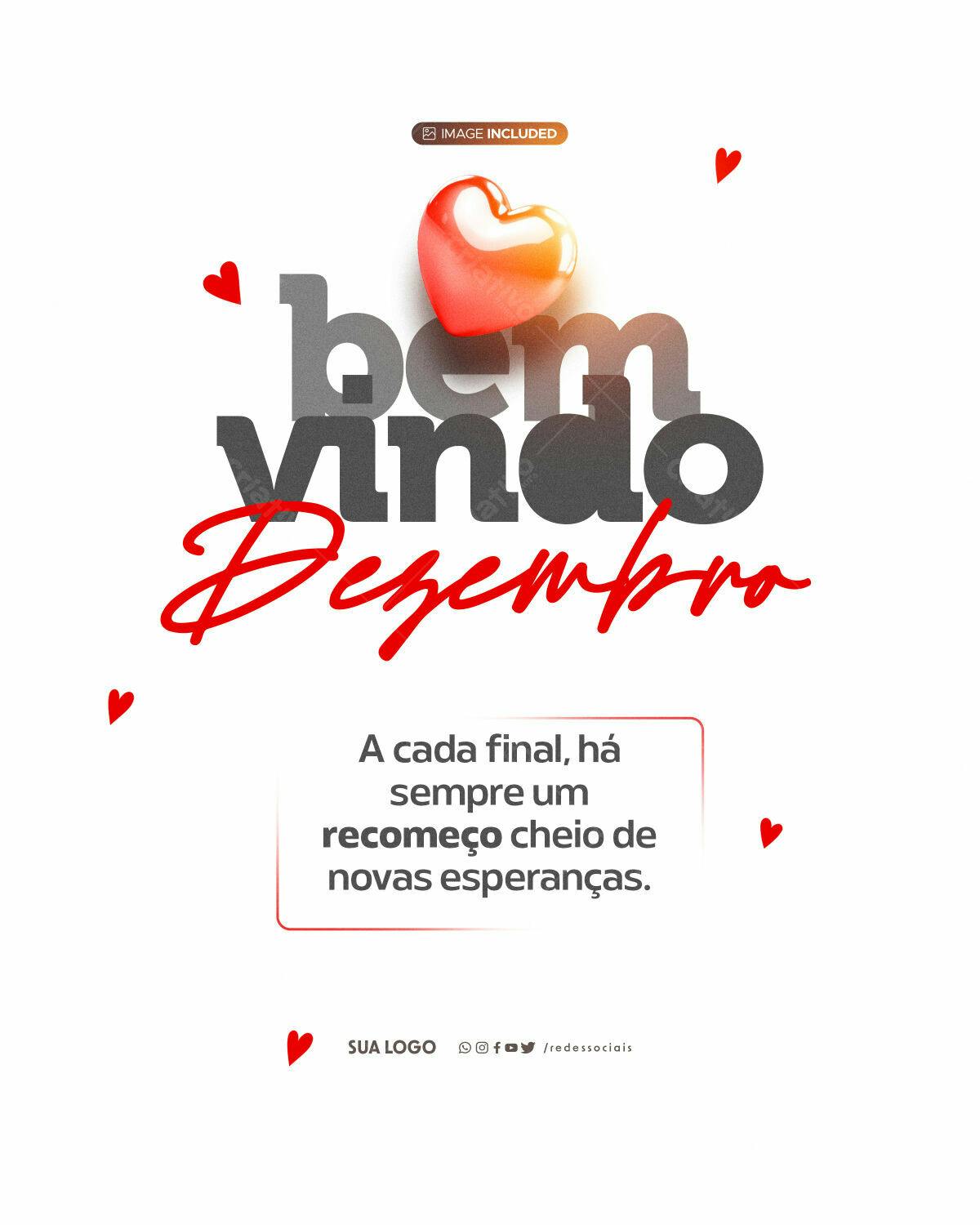 Post para Boas Vindas Dezembro PSD Editável