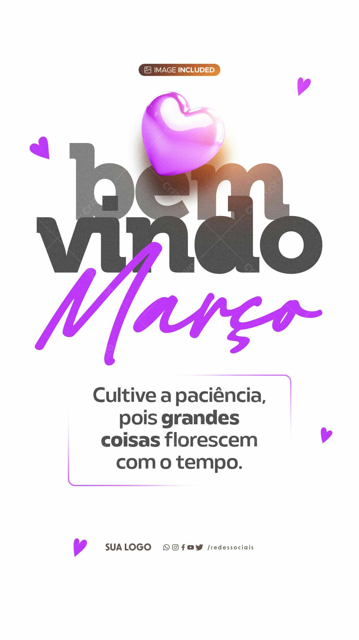 Flyer Boas Vindas Março PSD Editável