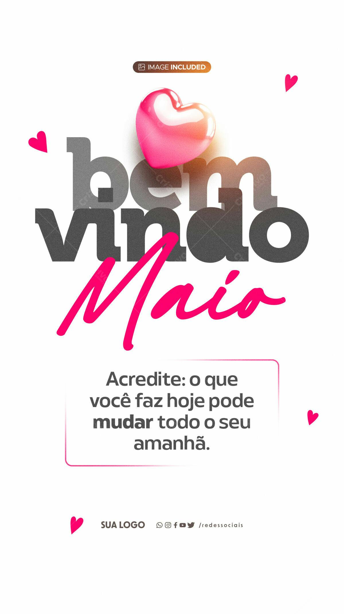 Postagem Bem-Vindo Maio PSD Editável