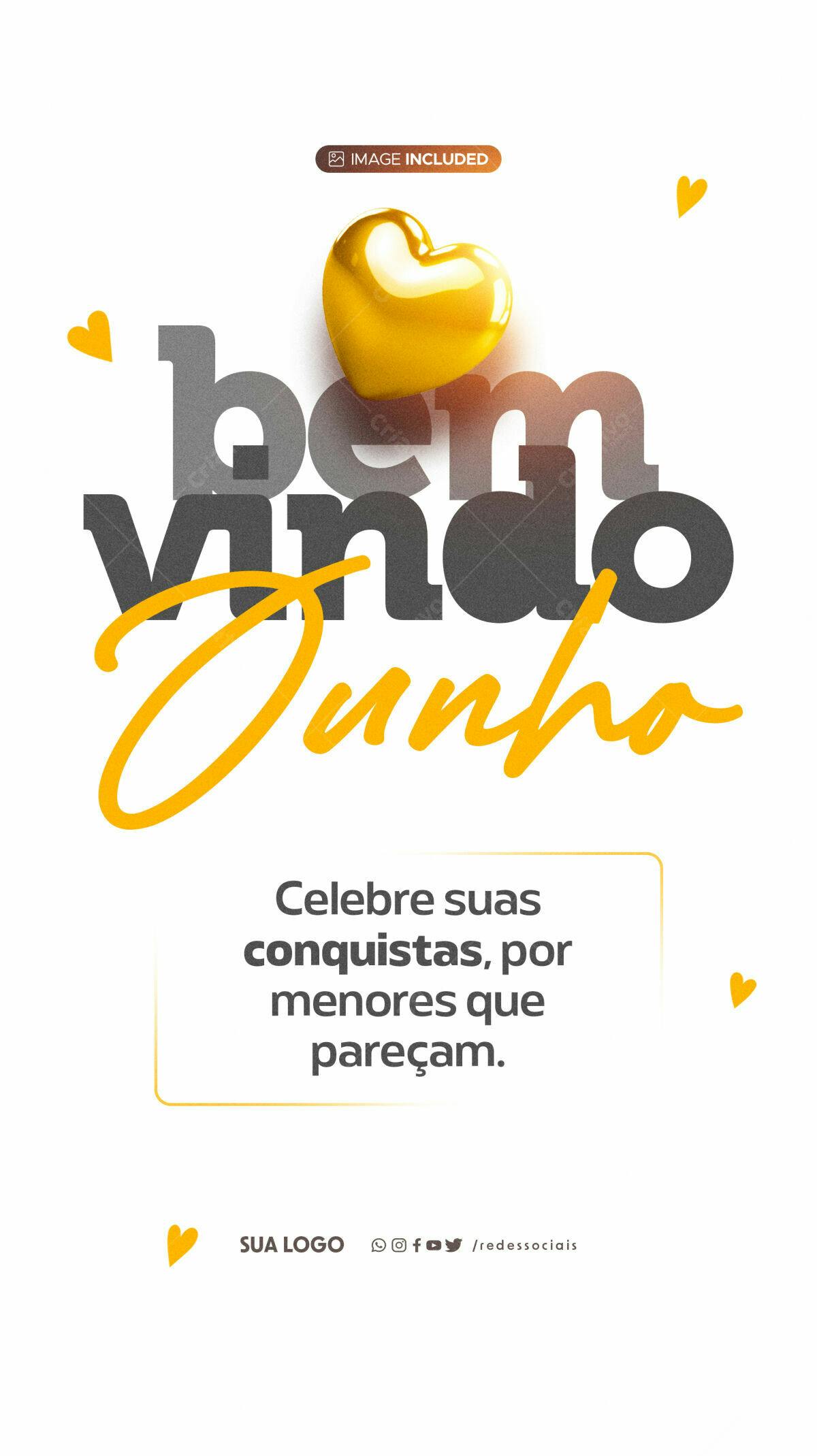 Post para Boas Vindas Junho PSD Editável