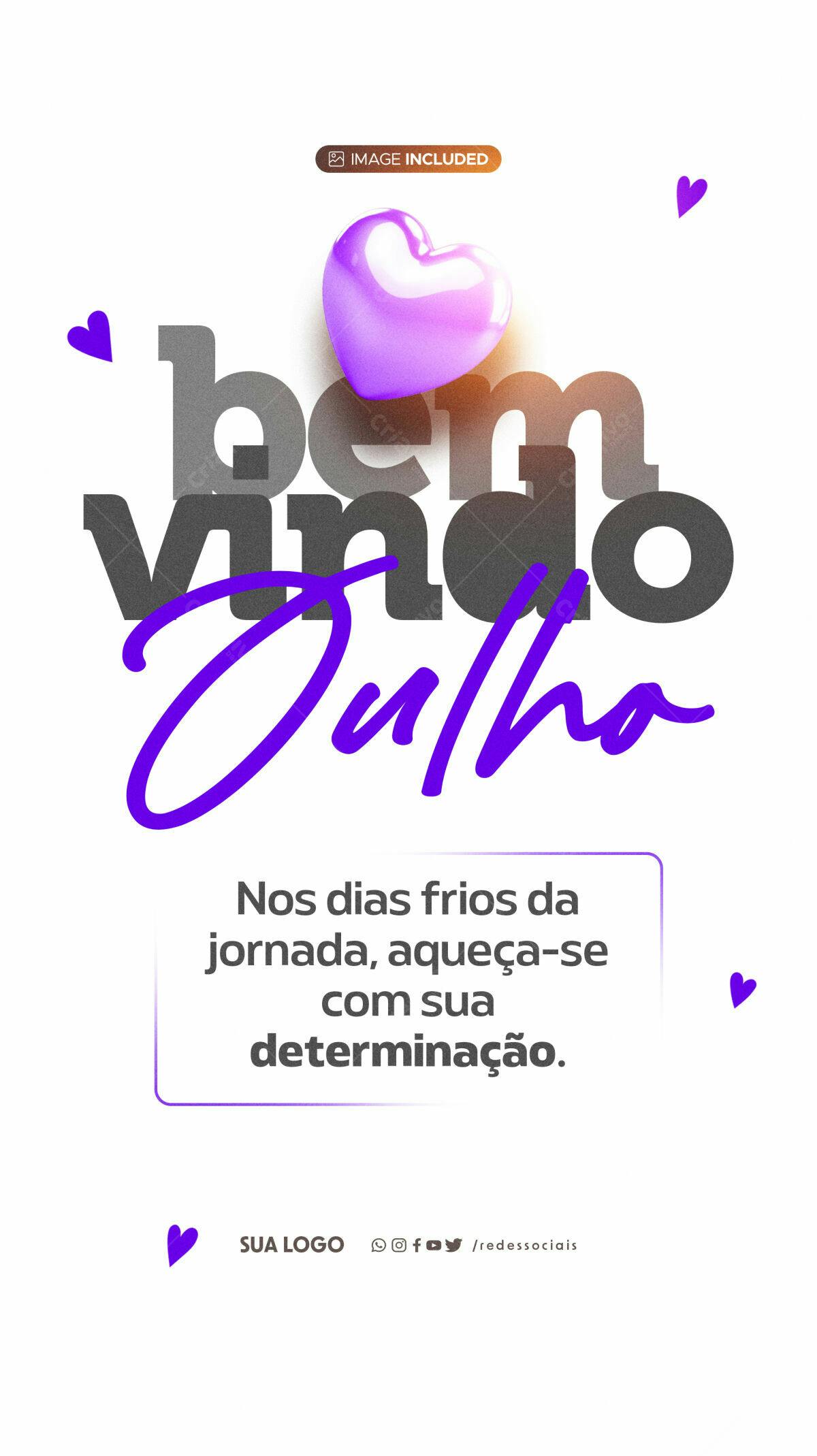 Postagem Julho Bem Vindo PSD Editável