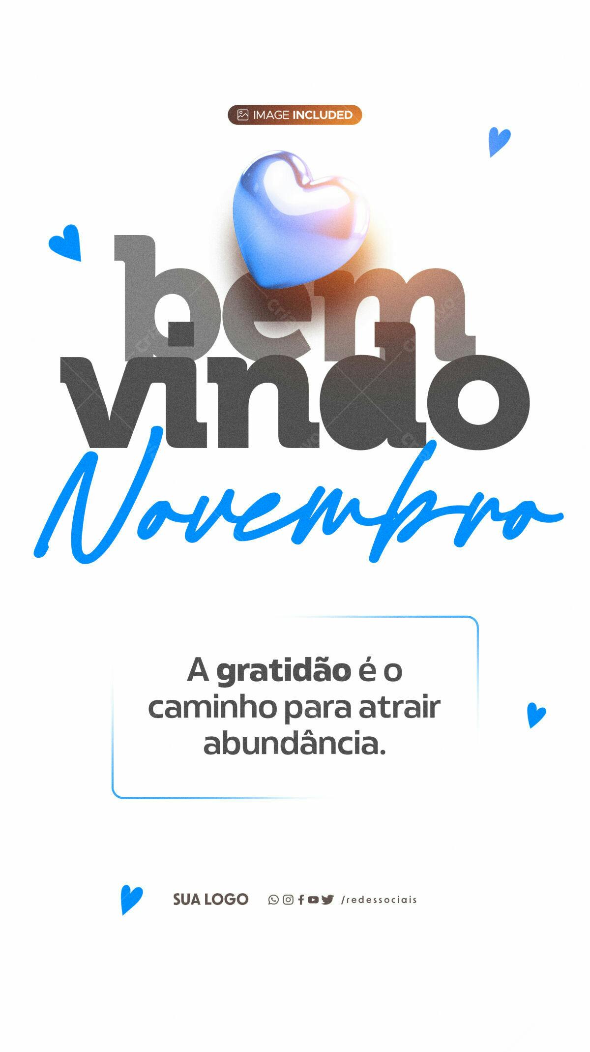 Post para Boas Vindas Novembro PSD Editável