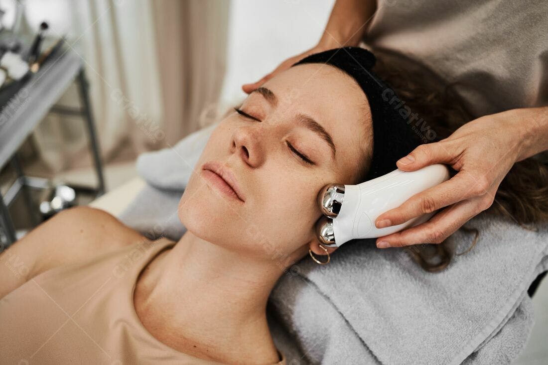 Massagem facial com rolinho de jade