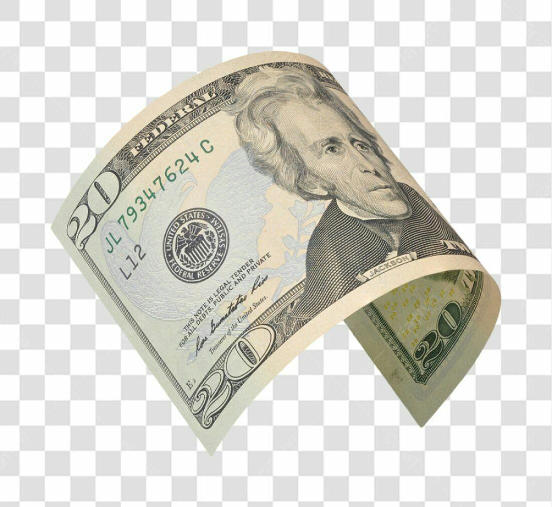 Imagem Nota de 20 Dolares PNG com fundo transparente