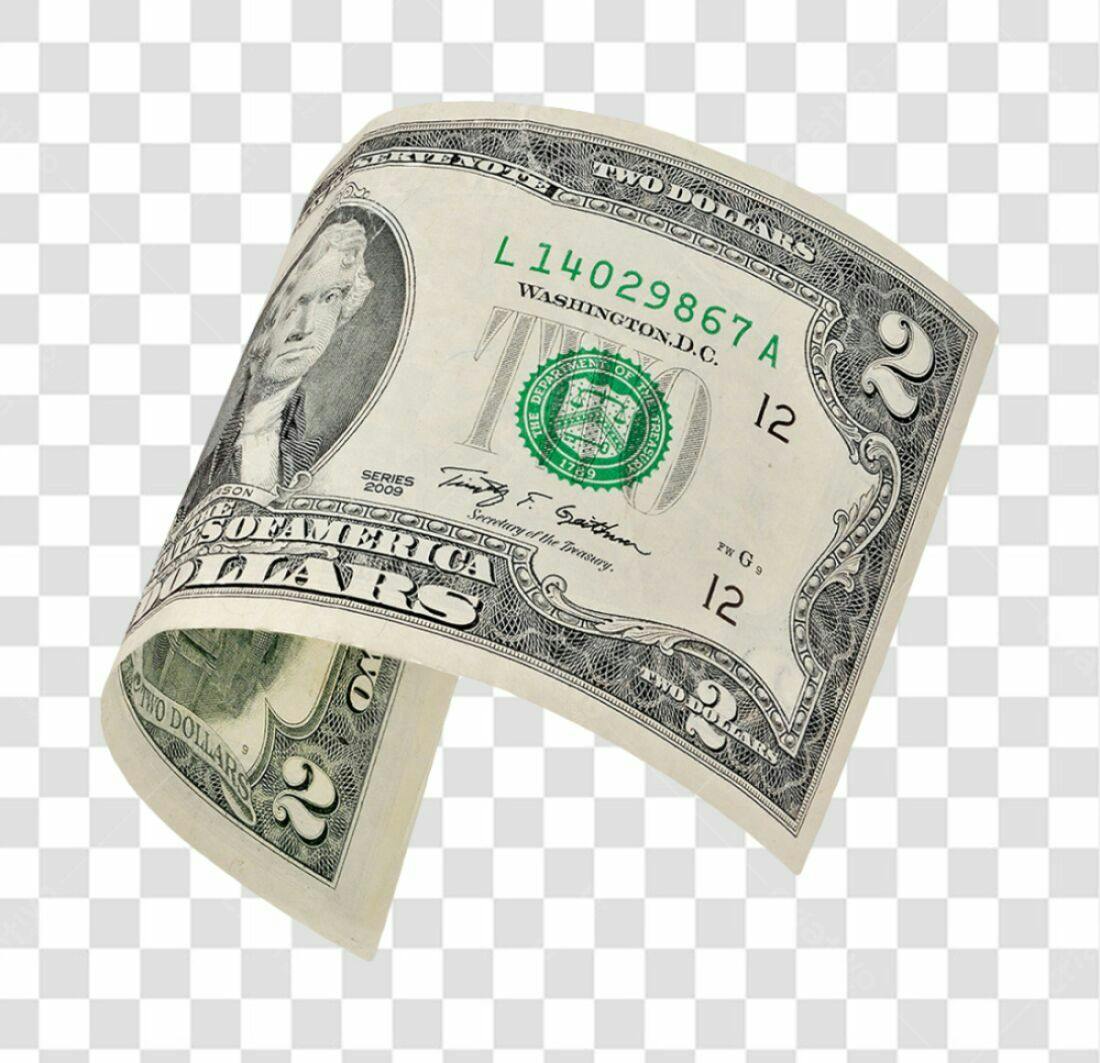 Imagem Nota de 2 Dolares PNG com fundo transparente