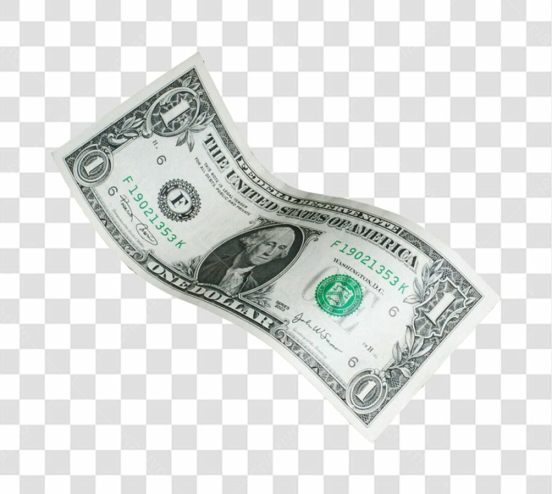 Imagem Nota de 1 Dolar PNG com fundo transparente