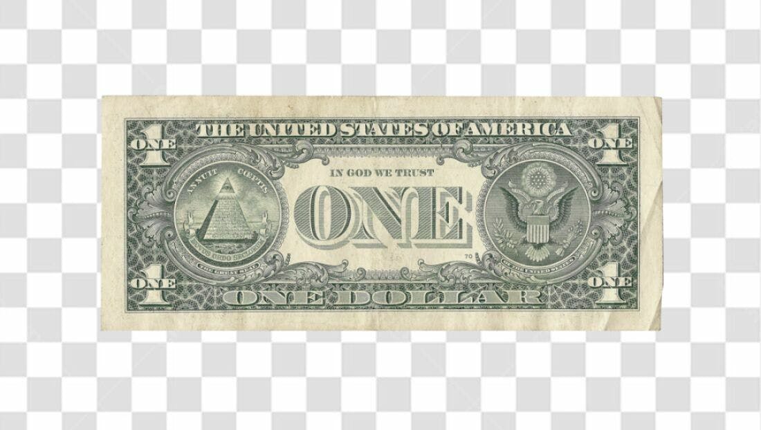 Imagem PNG Nota de Um Dolar com fundo transparente