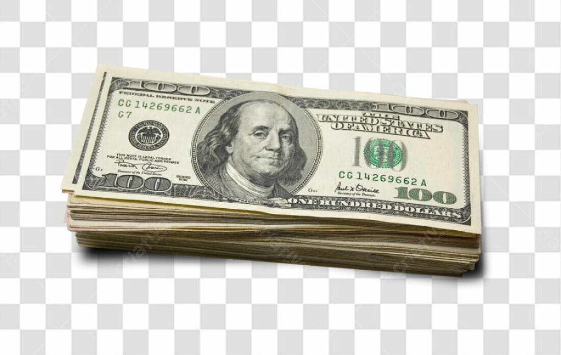 Imagem PNG de dinheiro notas de 100 dólares com fundo transparente