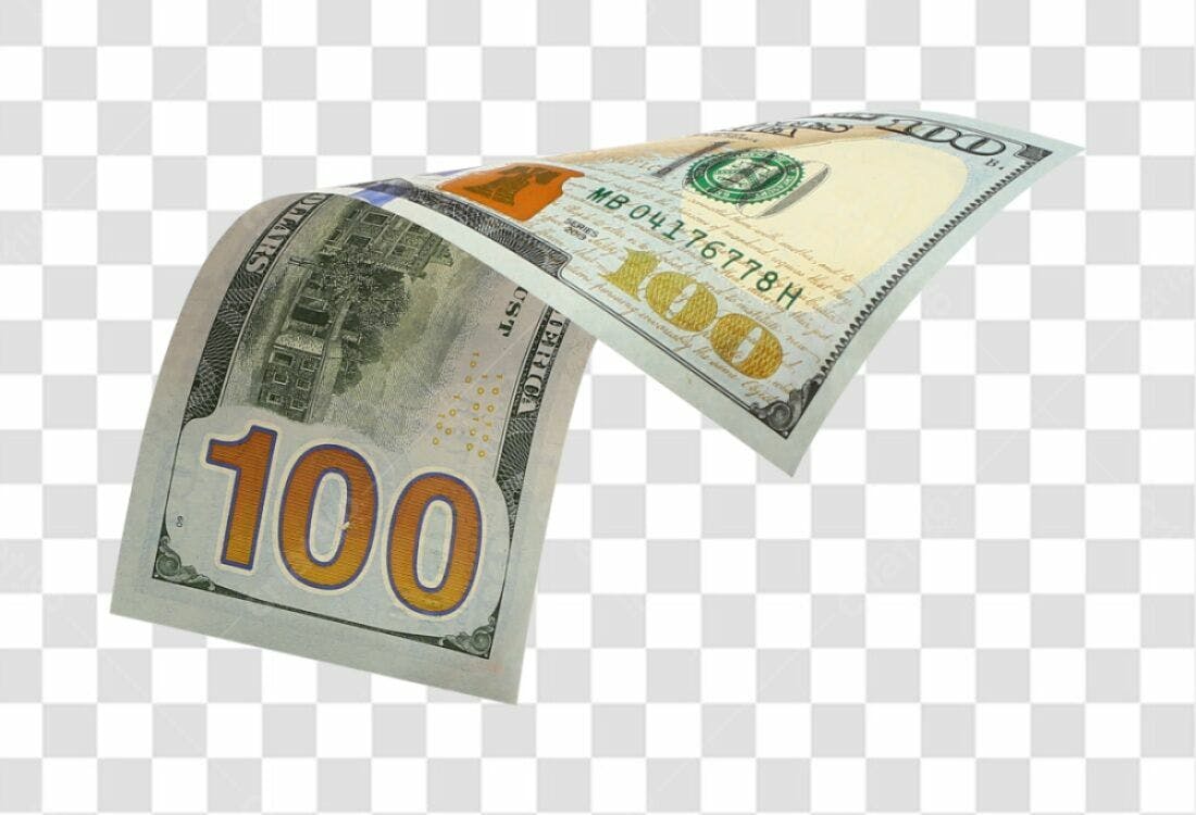 Icone financeiro notas de 100 dolares PNG com fundo transparente