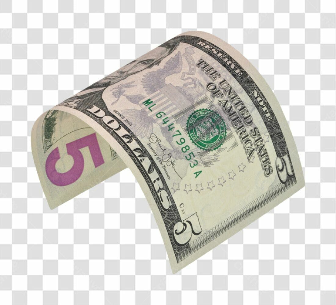 Imagem PNG Cinco Dolares com fundo transparente