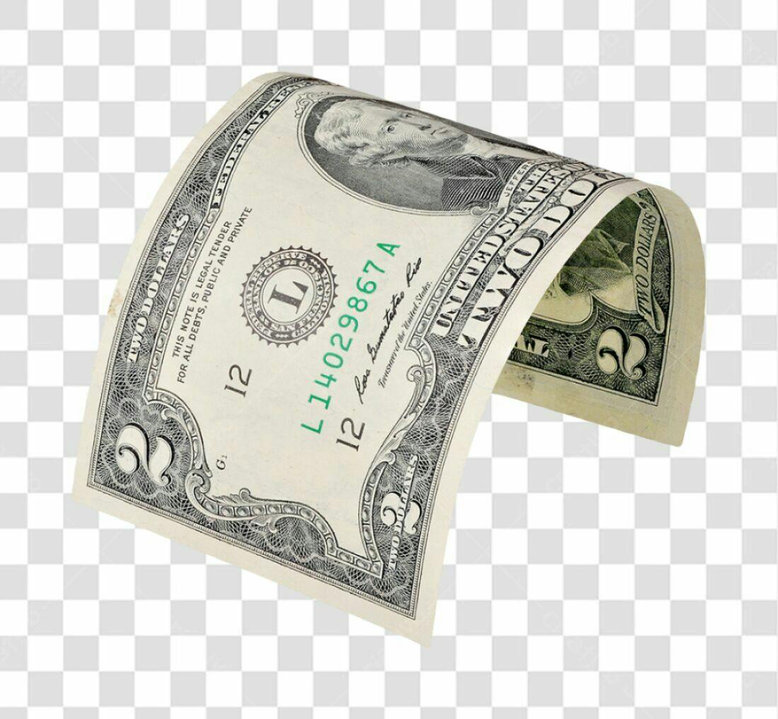 Imagem PNG Nota de 2 Dolares com fundo transparente