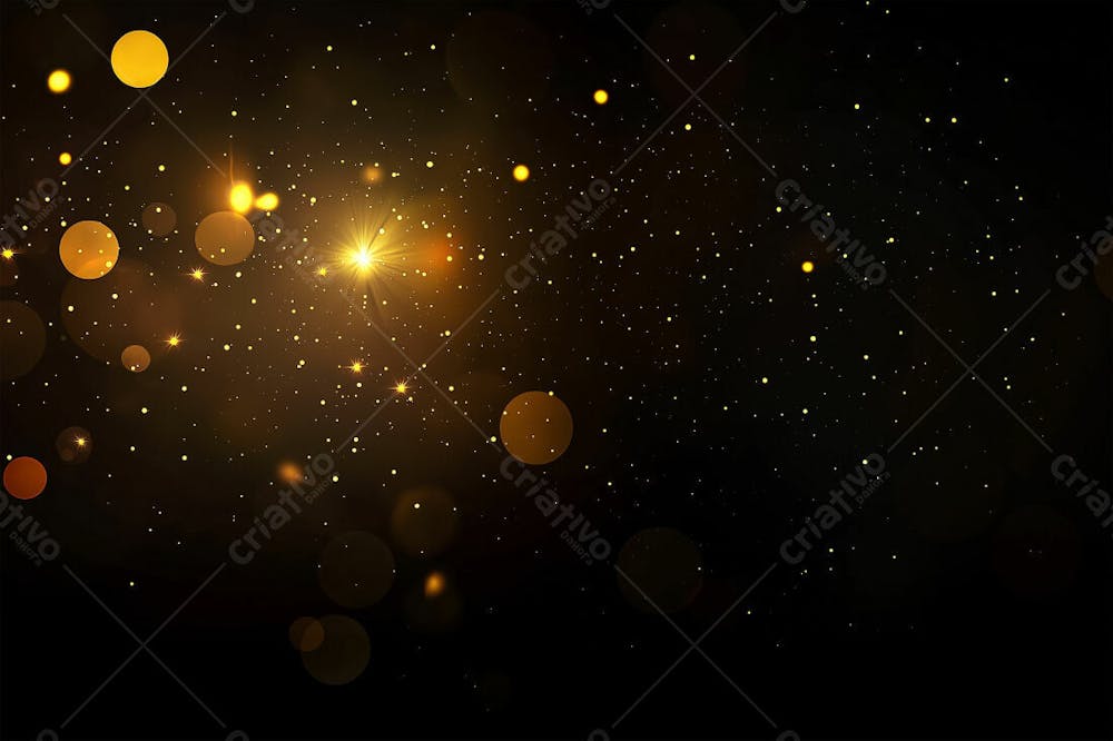 Efeito De Bokeh Luz Dourada Overlay Sobre Fundo Escuro