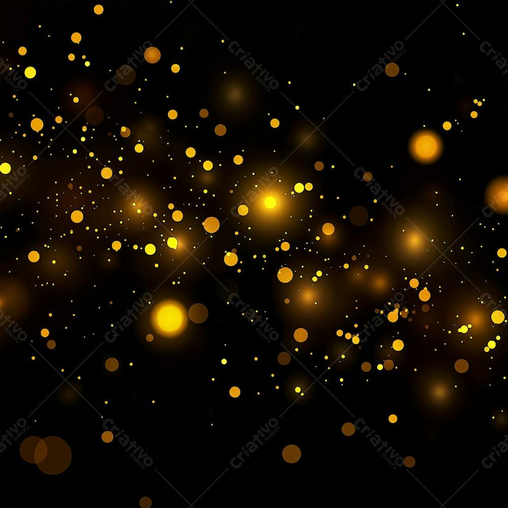 Efeito De Bokeh Luz Dourada Overlay Sobre Fundo Escuro