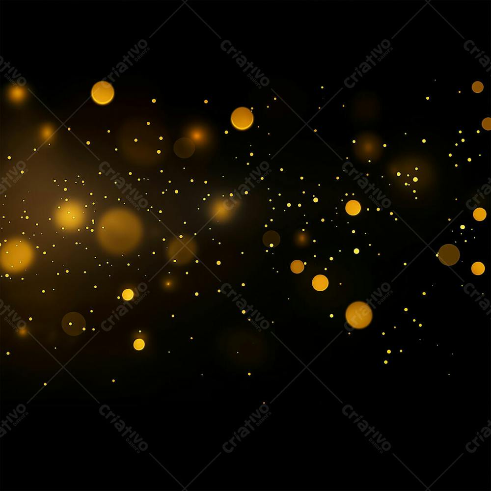 Efeito De Bokeh Luz Dourada Overlay Sobre Fundo Escuro