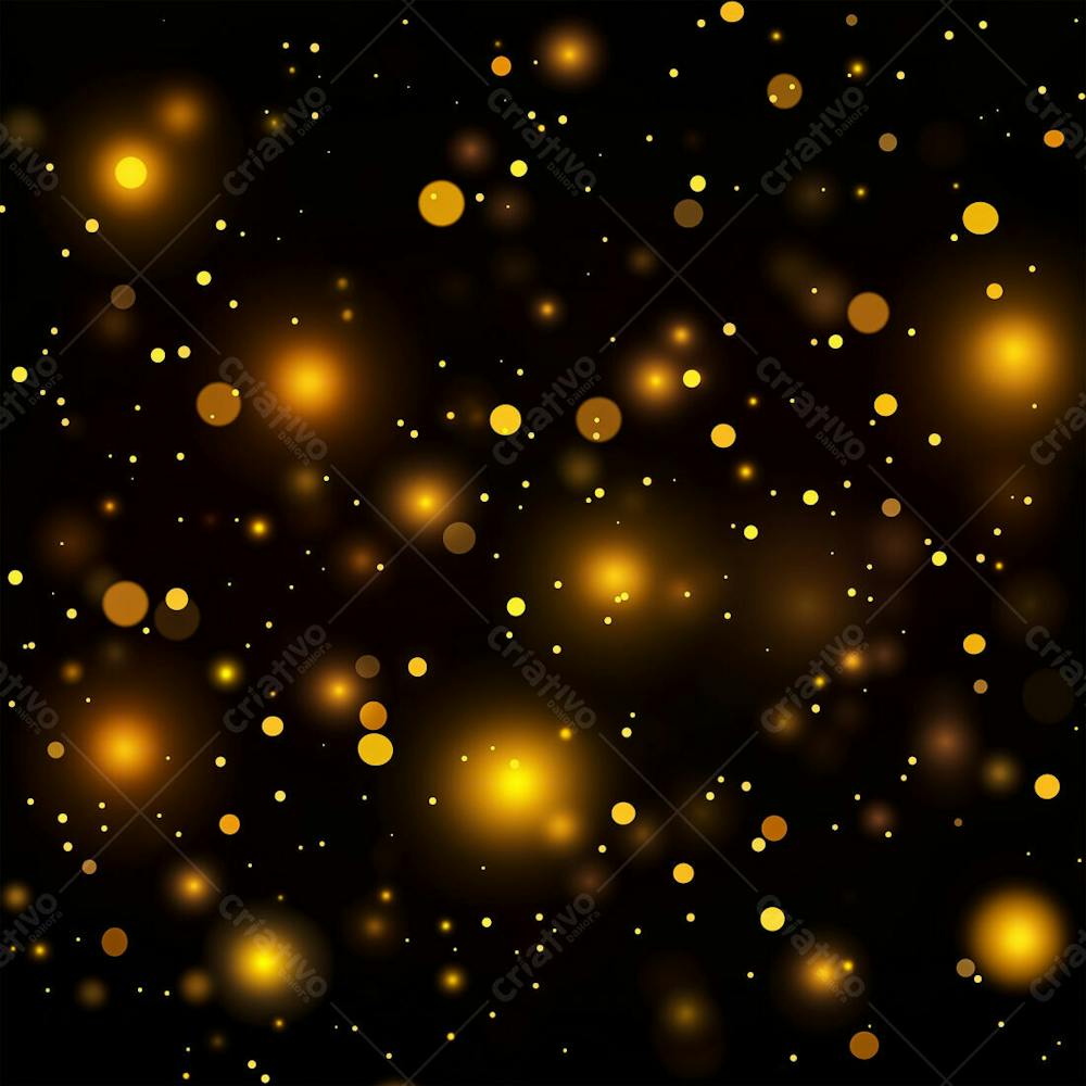 Efeito De Bokeh Luz Dourada Overlay Sobre Fundo Escuro