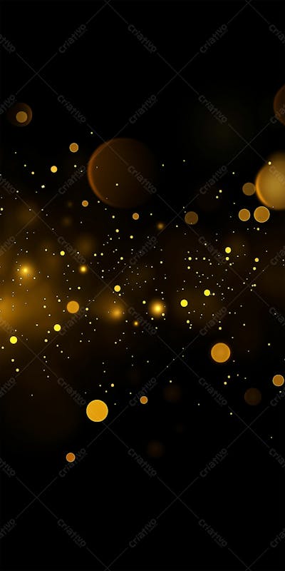 Efeito De Bokeh Luz Dourada Overlay Sobre Fundo Escuro