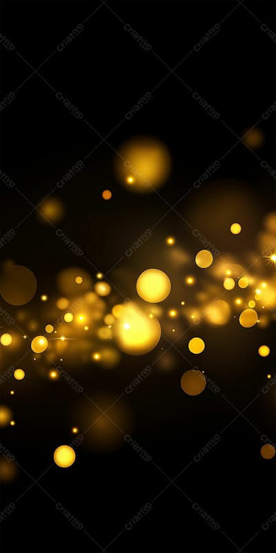 Efeito De Bokeh Luz Dourada Overlay Sobre Fundo Escuro