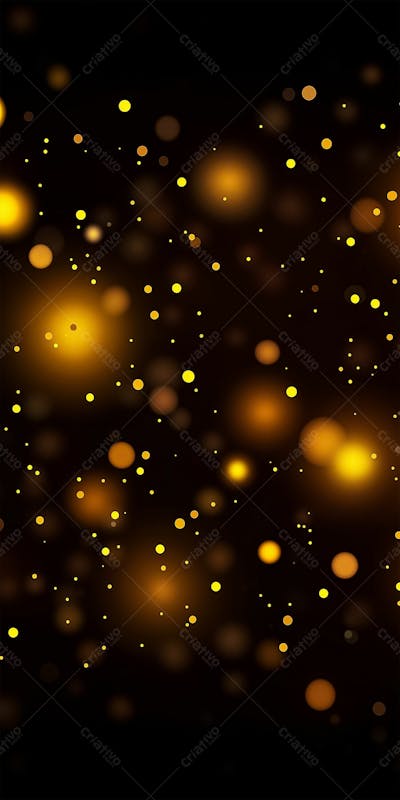 Efeito De Bokeh Luz Dourada Overlay Sobre Fundo Escuro