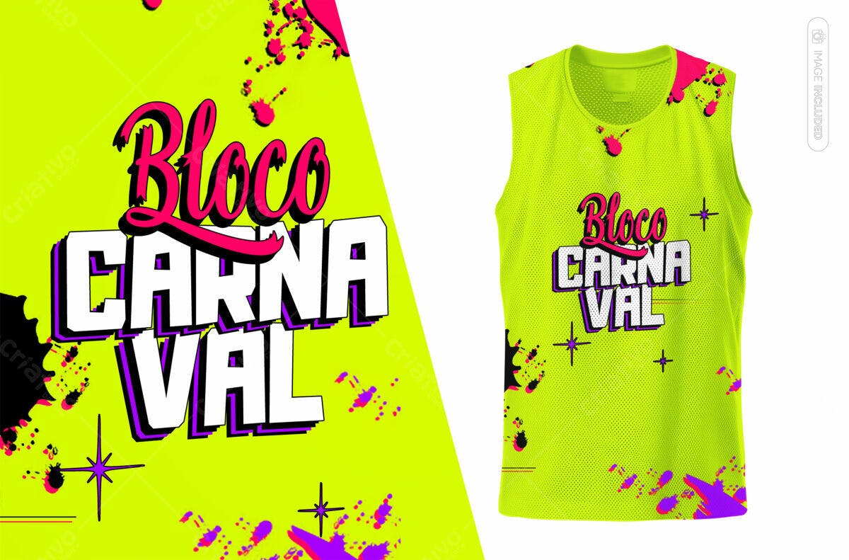 Camiseta Bloco Carnaval PSD Editável