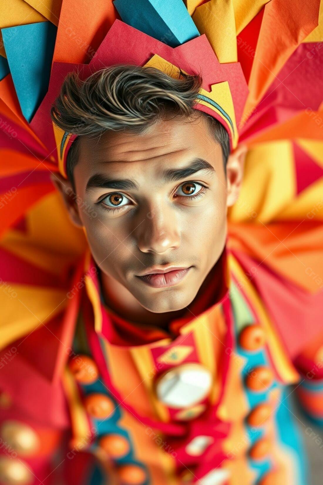 Rapaz com traje colorido e chamativo