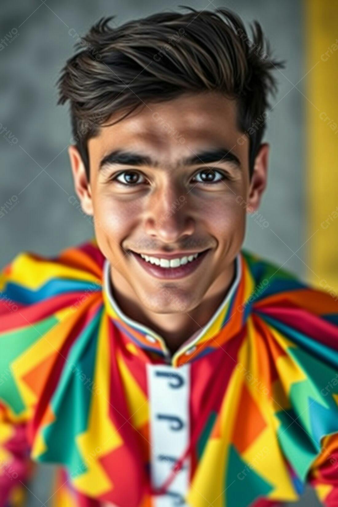 Homem sorridente roupa colorida