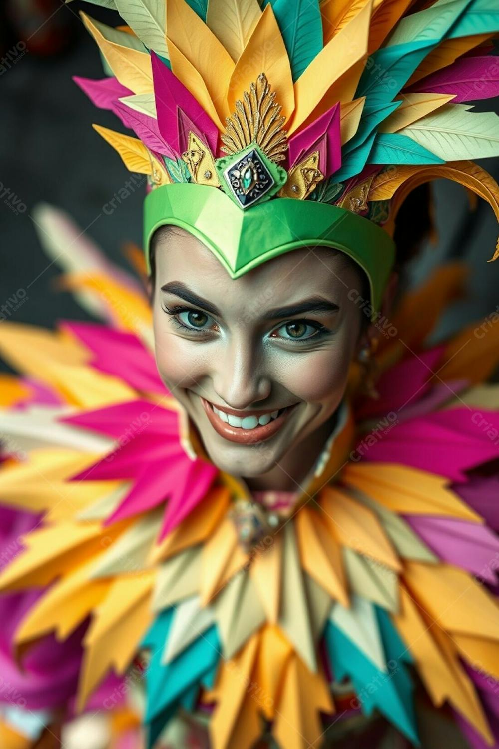 Mulher Bonita Fantasiada De Carnaval Roupa Colorida