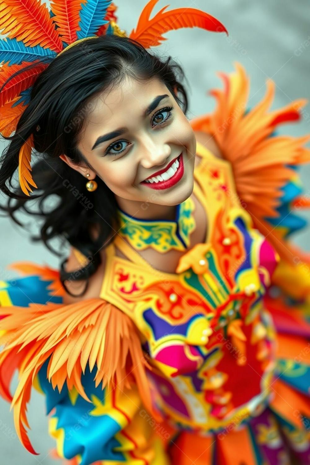 Mulher Bonita Fantasiada De Carnaval Roupa Colorida