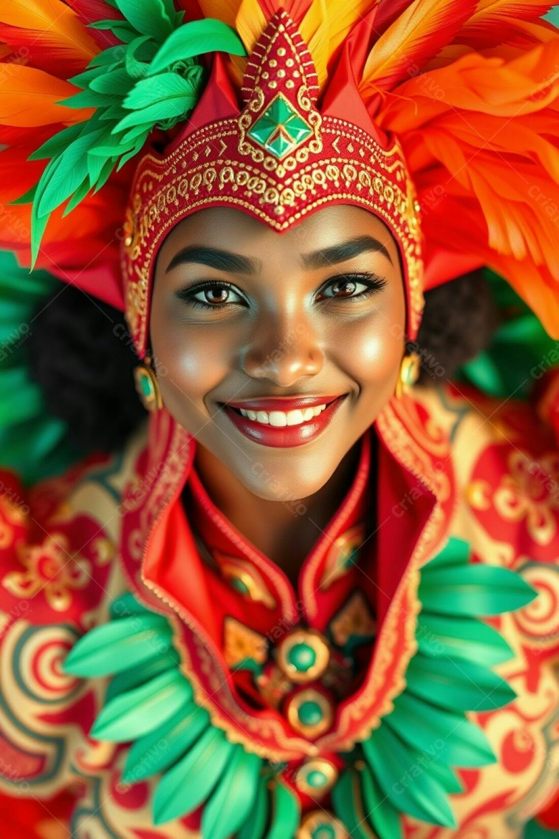 Mulher negra sorrindo fantasia carnaval