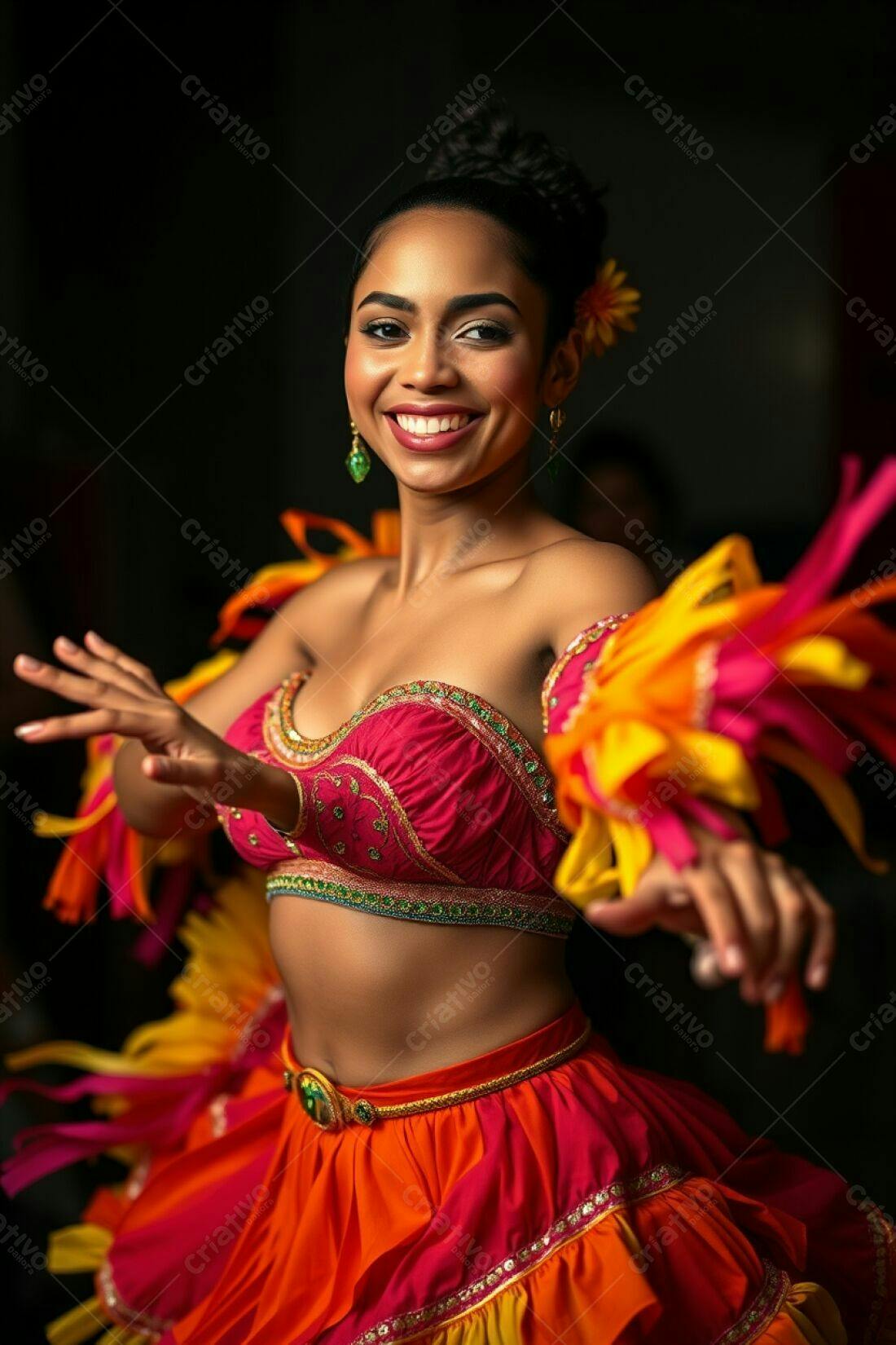 Bailarina brasileira em traje vibrante