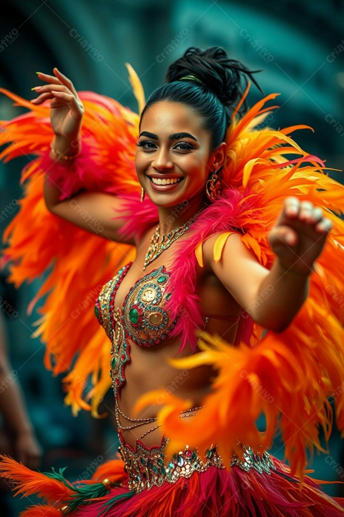 Bailarina de Carnaval em traje vibrante