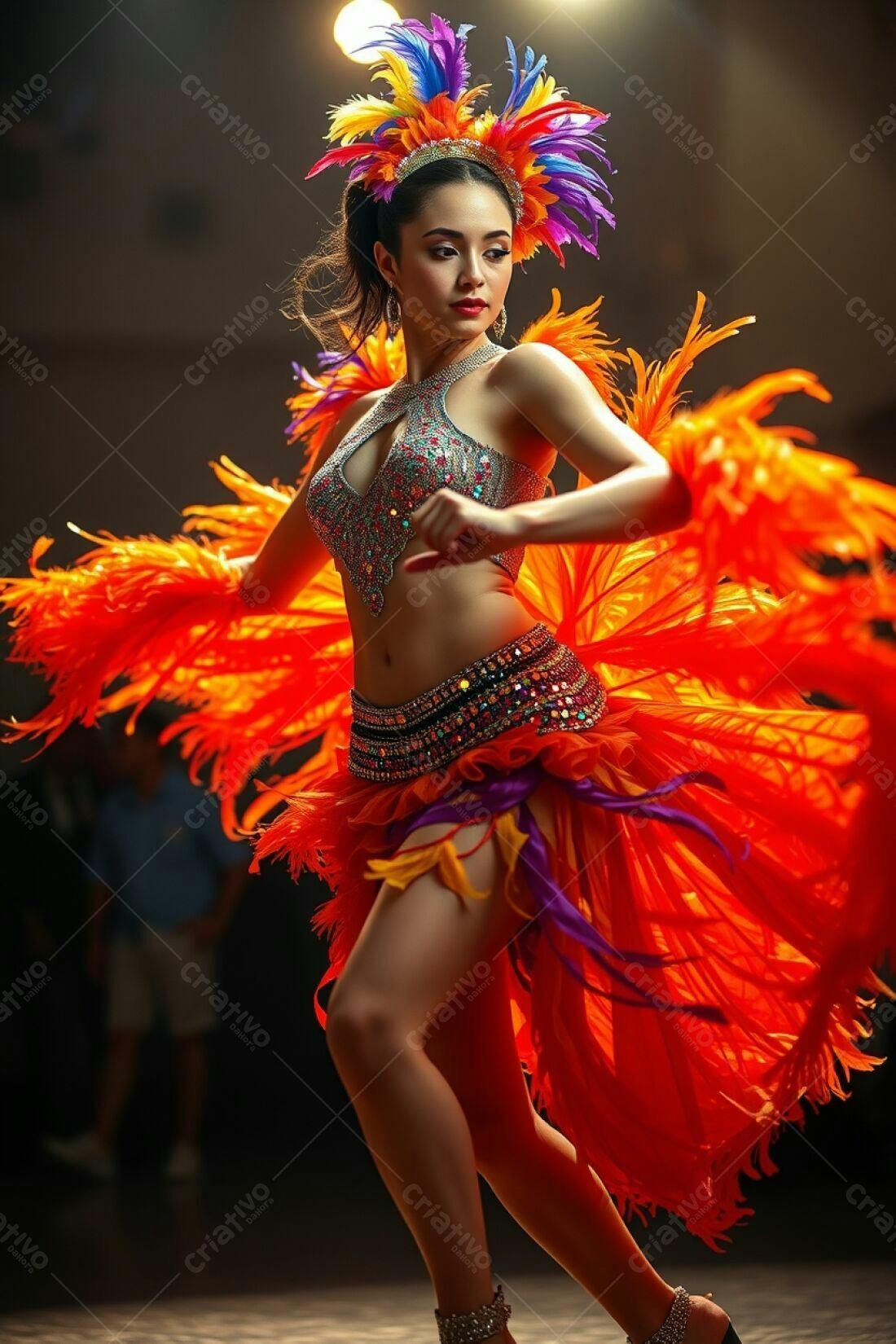 Bailarina em fantasia vibrante de Carnaval