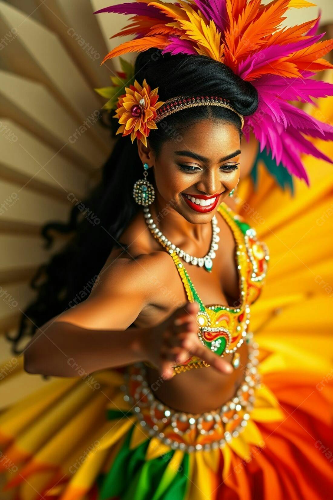 Bailarina de Carnaval em traje vibrante