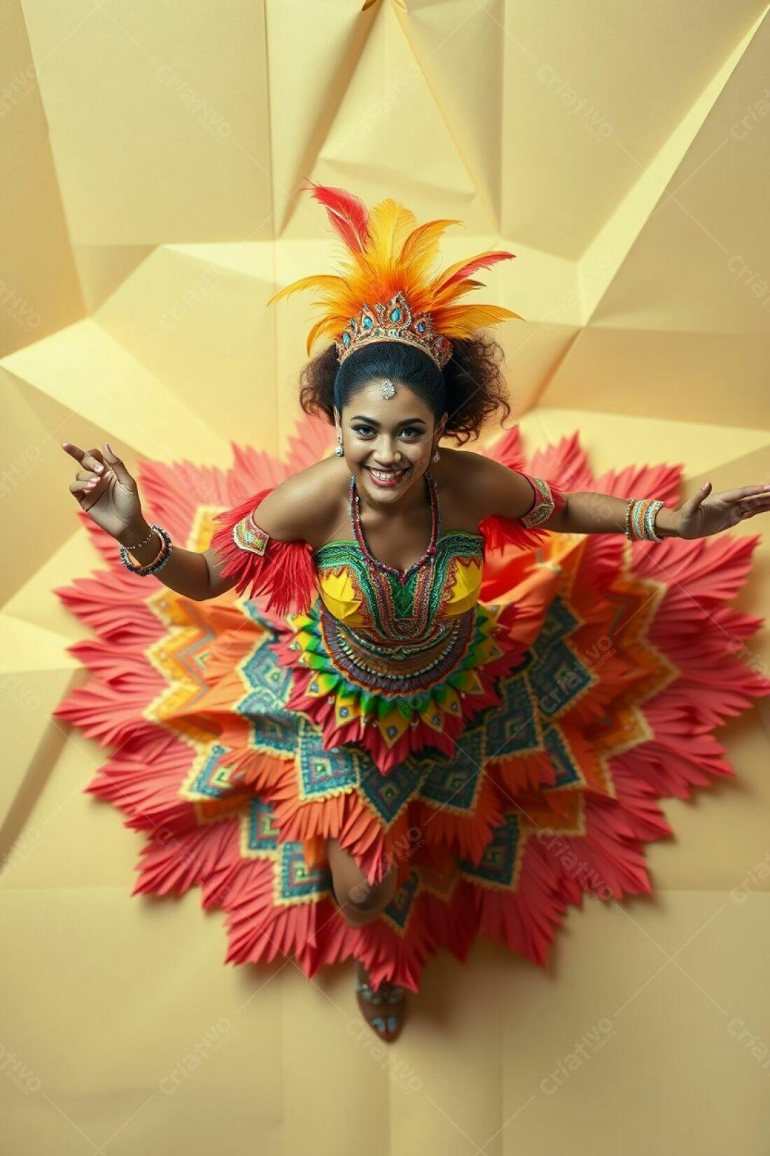 Bailarina brasileira em traje vibrante