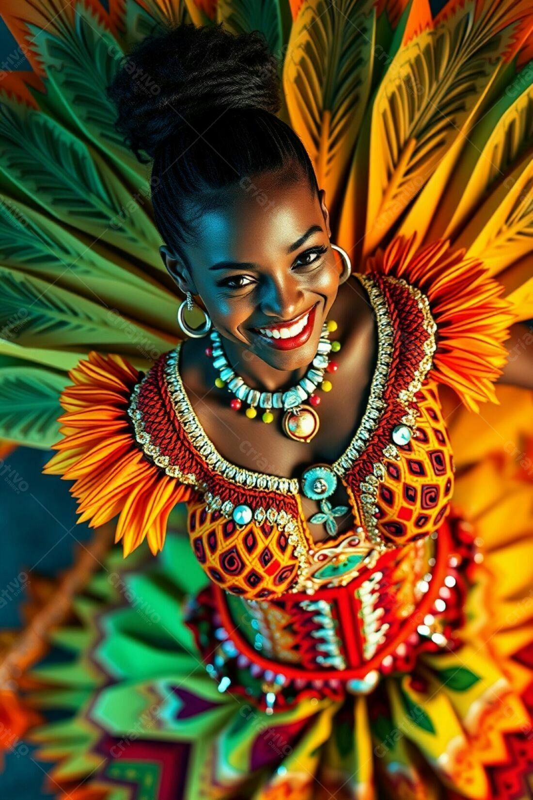 Modelo Africana em traje vibrante